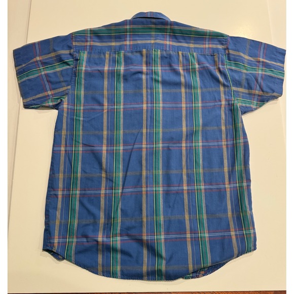 Crossbow Plaid Short Sleeve Button Up Shirt‎ Men Blue Green Yellow Red. Size L - Picture 3 of 5